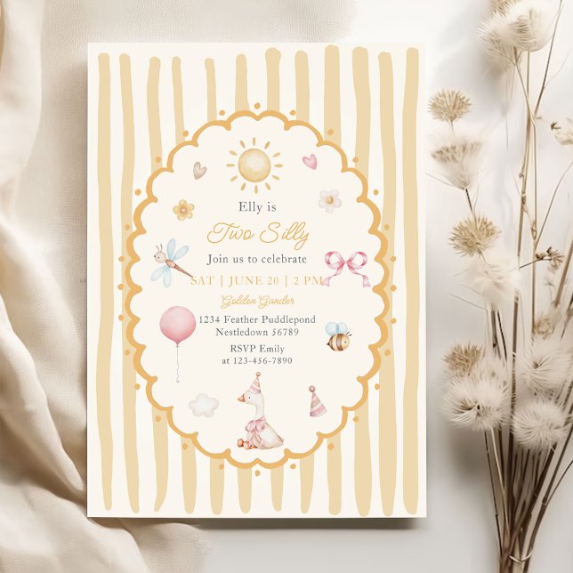 Invitación Cumpleaños divertido de dos rayas naranjas  (Subido por el creador)