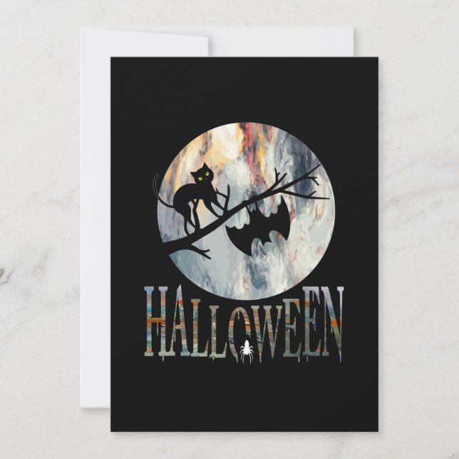 Invitación Cumpleaños divertido de gato de Halloween (Anverso)