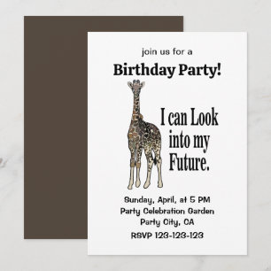 Invitación Cumpleaños divertido de jirafa safari animal