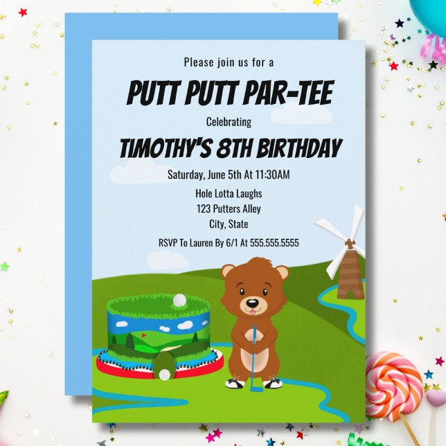 Invitación Cumpleaños divertido de Mini Putt Putt para niños  (Subido por el creador)