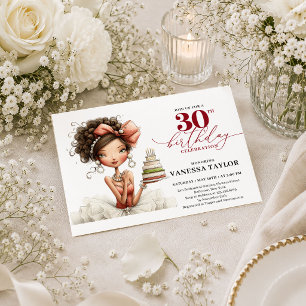 Invitación Cumpleaños divertido de mujer con letra Burgundy a
