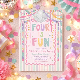 Invitación Cumpleaños divertido de niña caprichosa de 4 años
