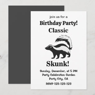 Invitación Cumpleaños divertido del animal zorrillo