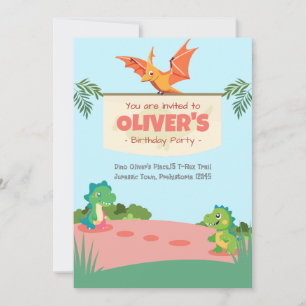 Invitación Cumpleaños divertido en el parque de dinosaurios 