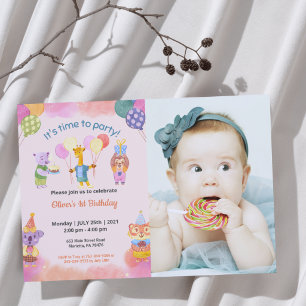 Invitación Cumpleaños divertido   Foto de niños