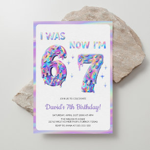 Invitación Cumpleaños divertido holográfico seis siete meme 6