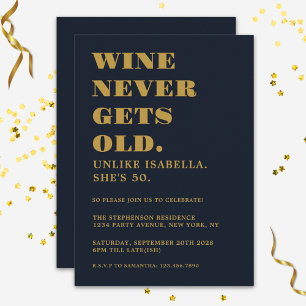 Invitación Cumpleaños divertido humorístico adulto azul marin