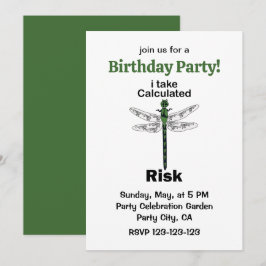 Invitación Cumpleaños Divertido 'Libélula Tomo Riesgos Calcul