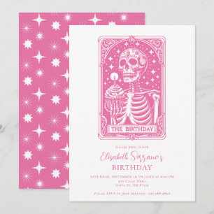 Invitación Cumpleaños divertido Tarot Rosa