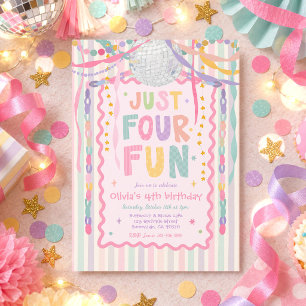 Invitación Cumpleaños divertido y caprichoso de una niña de 4