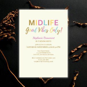 Invitación Cumpleaños divertido y colorido de 50 años con bue