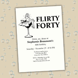 Invitación Cumpleaños divertido y coqueto de cuarenta años pa