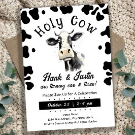 Invitación Cumpleaños doble de los Niños de Vaca Santa