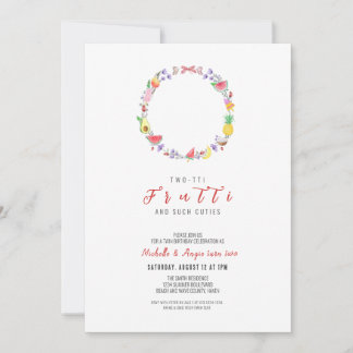 Invitación Cumpleaños doble Fruitti, segundo cumpleaños de ve