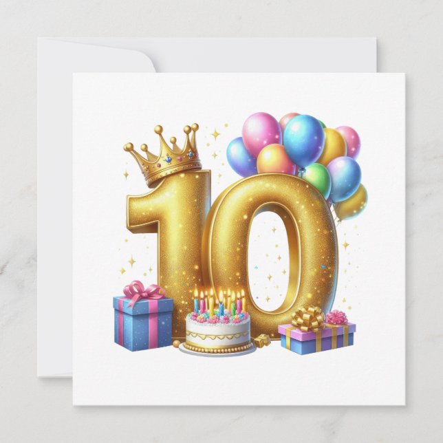 Invitación Cumpleaños dorado 10 (Anverso)