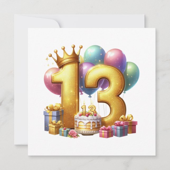 Invitación Cumpleaños dorado 13 (Anverso)