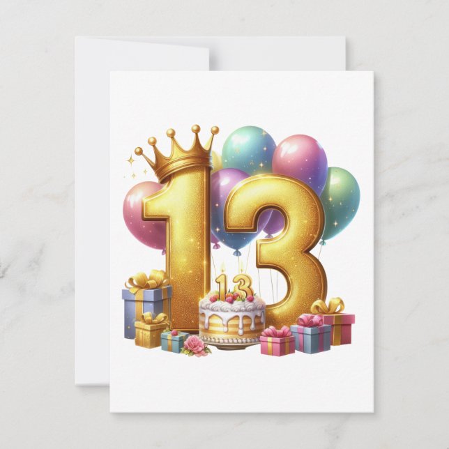 Invitación Cumpleaños dorado 13 (Anverso)