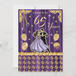 Invitación Cumpleaños dorado 65 con parejas bailando