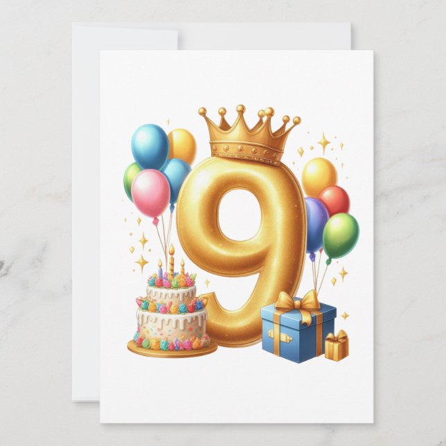 Invitación Cumpleaños dorado 9 (Anverso)