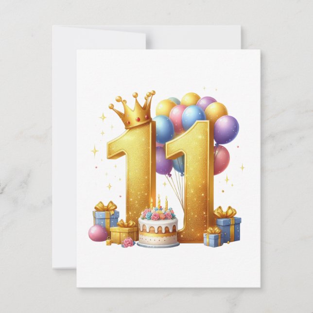 Invitación Cumpleaños dorado número 11 (Anverso)