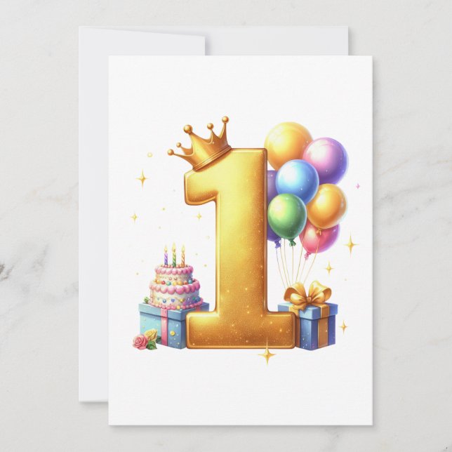 Invitación Cumpleaños dorado primero (Anverso)