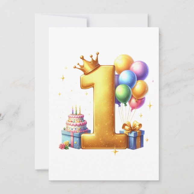 Invitación Cumpleaños dorado primero (Anverso)