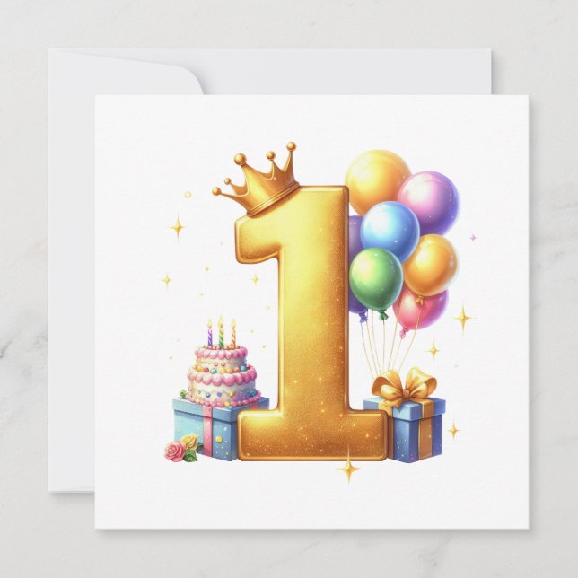 Invitación Cumpleaños dorado primero (Anverso)