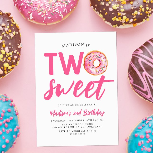 Invitación Cumpleaños Dos Dulces Donas Rosadas (Subido por el creador)