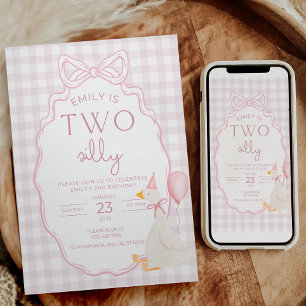 Invitación Cumpleaños Dos Gansos Tontos con Cuadro