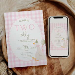 Invitación Cumpleaños Dos Gansos Tontos con Cuadro