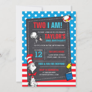 Invitación Cumpleaños Dos Soy Pizarra del Gato en el Sombre