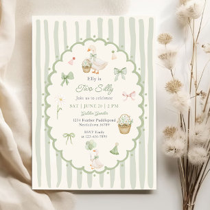Invitación Cumpleaños Dos Tontos con Rayas Verdes