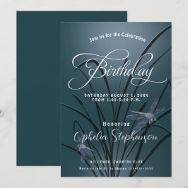 Invitación Cumpleaños Dragonfly Teal Polvoriento