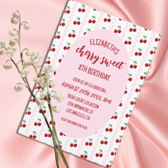 Invitación Cumpleaños Dulce Cereza (Subido por el creador)