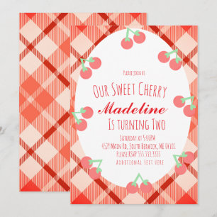 Invitación Cumpleaños Dulce Cereza Dibujada a Mano