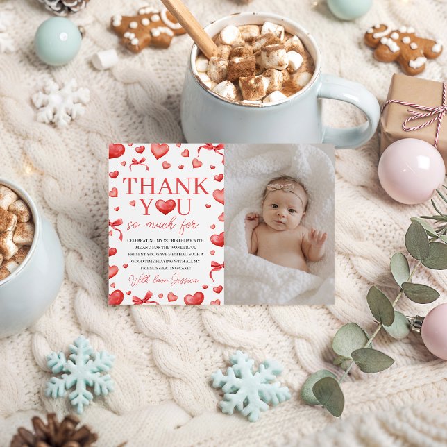 Invitación Cumpleaños Dulce Corazón Foto Gracias (Subido por el creador)