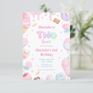 Invitación Cumpleaños Dulce Dos Caramelo Pastel