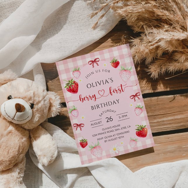 Invitación Cumpleaños Dulce Fresa 1er (Subido por el creador)
