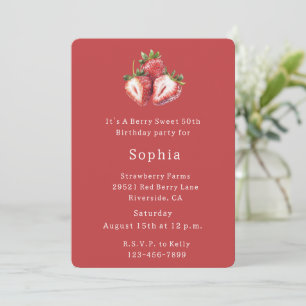 Invitación Cumpleaños Dulce Fresa Roja de Cumpleaños