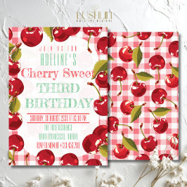 Invitación Cumpleaños Dulce Fruta Cereza Adorable