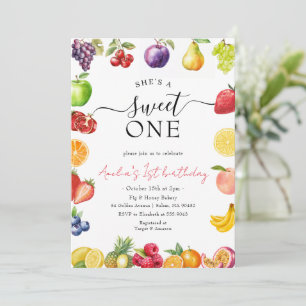 Invitación Cumpleaños Dulce Fruta para Niñas 1er