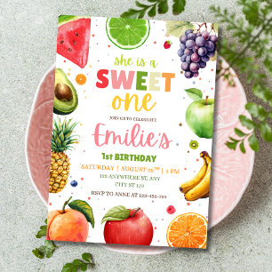 Invitación Cumpleaños Dulce Fruta Verano Fiesta Tropical 1 añ