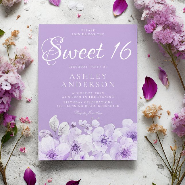Invitación Cumpleaños Dulce Lavanda Violeta Dulce 16  (Subido por el creador)