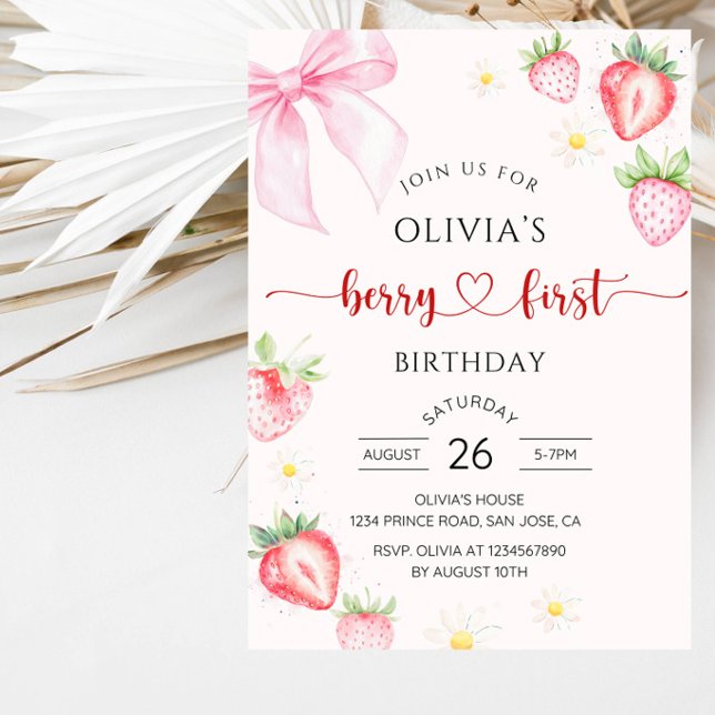 Invitación Cumpleaños Dulce Niña Fresa 1er Año (Subido por el creador)