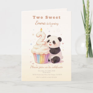 Invitación Cumpleaños dulce pastel panda bebé 2