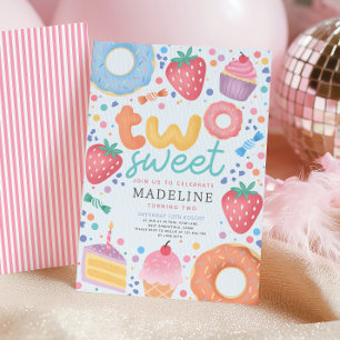 Invitación Cumpleaños Dulce Rosa Pastel Femenino 2do Cumpleañ