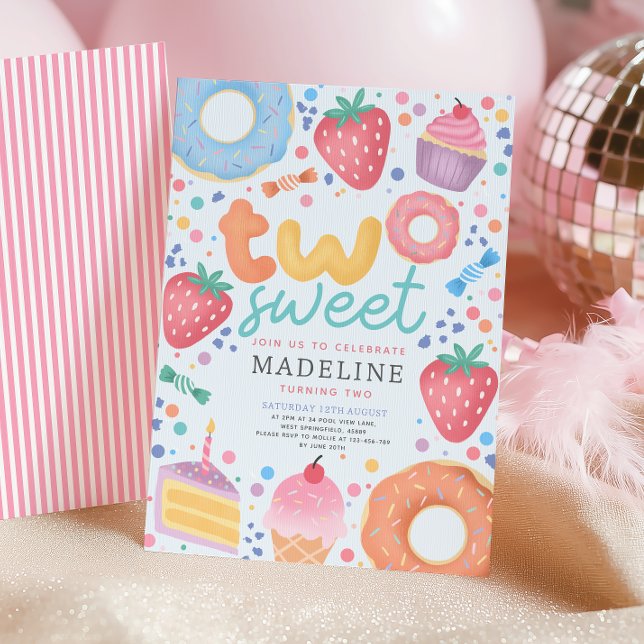 Invitación Cumpleaños Dulce Rosa Pastel Femenino 2do Cumpleañ (Subido por el creador)