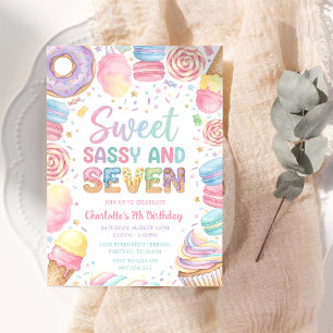 Invitación Cumpleaños Dulce Sassy Siete 7