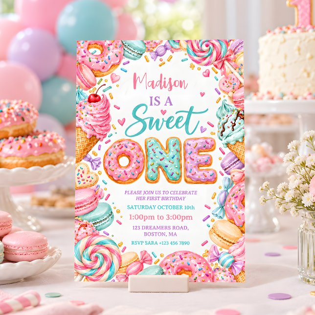 Invitación Cumpleaños Dulce Uno Donut Primero (Subido por el creador)