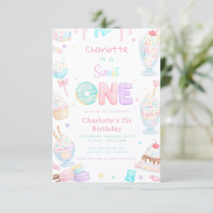 Invitación Cumpleaños Dulce Uno Fiesta Pastel